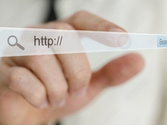 http url bar and pointing finger